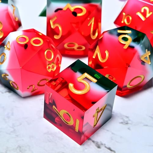 Dungeons and Dragons dice Set DND, polyhedral D&D Resin dice Set, Suitable for Role-Playing dice Game RPG Pathfinder DND dice Set - color: Red Watermelon Yellow