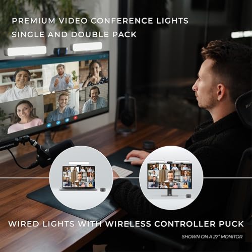 HumanCentric Premium Video Conference Lighting for Video Calls, Zoom | HighBeam Pro LED Webcam Light for Zoom Meetings & Streaming, Upgrade Monitor Ring Light with dual Video Conference Light
