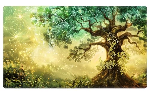 Card Playmat 70 x 40 cm Game Mats Tabletop Magic for MTG/TCG Cards, Trading Card Game Playing Stitched Commander Deck Gaming Desk Duel Mat Card Gameplay Mats, Ancient Tree of Life - color: Ancient Tree of Life, size: 27.5"X15.7"