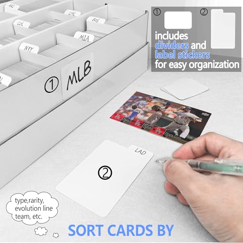 YYDS 4 Pack Trading Card Storage Box,4400 Count Card Storage Box,Baseball Card Storage with dividers & labels for Magnetic Card Hold/Top Loader/Loose Card