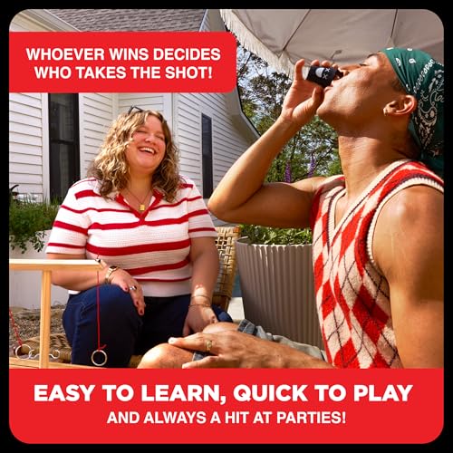 Buzzed 4-Way Hook & Ring Drinking Game for A Bachelor Party or Dorm Room Game Night, Fun Social Drinking Games, Adult Games and Party Games, Includes 1 Hook Unit, 4 Pawns, 1 Cup, and Instructions - style: 4-Way Hook & Ring