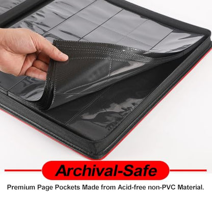 Premium 2000 Pocket Card Binder - 20 Pocket Trading Card Binder with Sleeves Fits 2000 Cards, Ringless Card Album for TCG - Model A，Classic Red - color: 20P - Classic Red