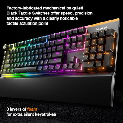be quiet! Light Mount Mechanical Keyboard and Dark Perk Sym Wireless Gaming Mouse Bundle, Silent Tactile Switches, ARGB Lighting, Lightweight 55g Mouse, 32,000 DPI Sensor, up to 110 hours battery life