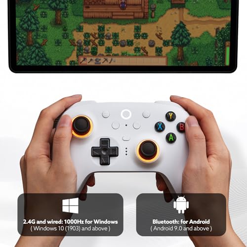 8Bitdo Ultimate 2 Wireless 2.4G Controller (White) | For Windows PC, Apple, Steam & Android, TMR Joystick, Star-Ring RGB Lights, Adjustable Trigger Locks, Charging Dock Included - color: White