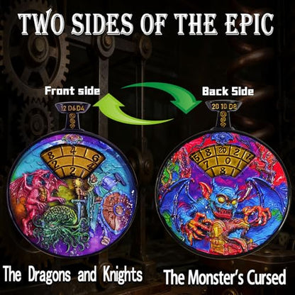 DND Dice Roller Press to Roll D4-D20 Pocket Watch Style - Rainbow - color: Dice Roller-rainbow