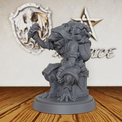 TTRPG Unpainted Miniatures for Tabletop RPG Game - Fantasy Minis Figurine for Dungeon Masters & Role Playing, 28mm Scale RPG Accessory Figure for Miniature Game - Skaven Alchemist (AS214)