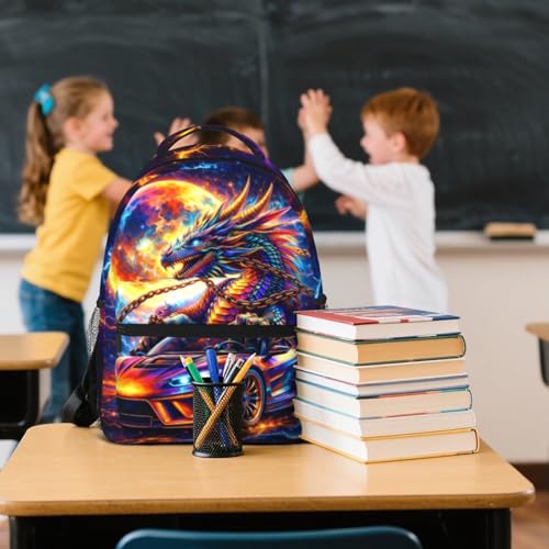 Cool Dragon Backpack For Boys Racing Car Dragon Boys Backpack For Kids Teens Elementary Middle School Student Bookbag For Age 6-18 Lightweight Travel Back Pack - color: Dragon