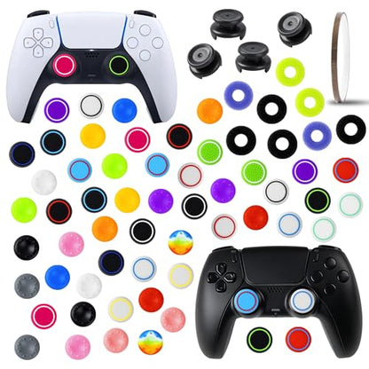 Controller Accessories for PS5 Thumb Grips Joystick caps w/high thumbstick Extender, Joystick Replacement Covers, Analog Stick Precision Rings, aim Boost kit Stuff attachments for PS4 Black White - color: Black & White(33 Pcs)