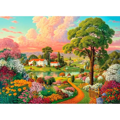 Puzzles 300 Piece for Adult,Farm Scenery Puzzle for Adult,Sunset Over a River Village Puzzle for Adults Kids Seniors,Interlock Perfectly No Dust,Fun Landscape Challenge Puzzles as Home Decor,20.5x15In