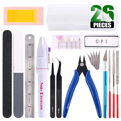 Keadic 24Pcs Modeler Basic Tools Craft Set Hobby Building Tools Kit with Model Tools Kit with a Plastic Case for Professional Model Building