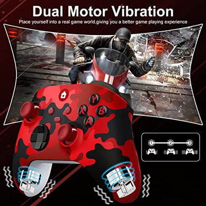 ADHJIE Xbox One Controller, 2.4GHz Wireless Controller for Xbox One X | S Xbox Series X/S/PC with 3.5mm Audio Headset Jack, Dual Vibration, Camo Red - color: Camo Red
