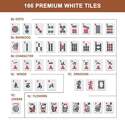 Nova Microdermabrasion American Mahjong Mah Jongg Set 166 Tiles 4 All-in-One Color Rack/Pushers Red Soft Bag Full Size Complete Mahjongg Ma Jong Set (Red) - color: Red