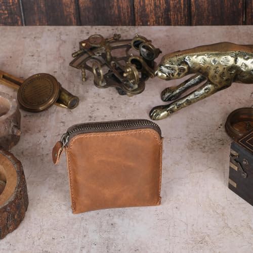 Premium Full Grain Leather Playing Card Case, Zippered Playing Card Holder for Poker Bridge Cards, Durable Leather Card Deck Storage Organizer Travel Card Carrying Pouch Multi Purpose Wallet - color: Tan