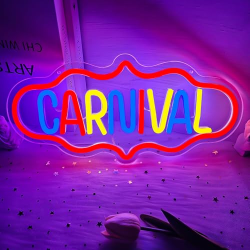 Carnival Neon Sign Carnival Signs Dimmable Carnival Party Neon Light Sign Circus Carnival Theme Party Decorations Led Wall Decor for Birthday - color: Red+Blue+Yellow