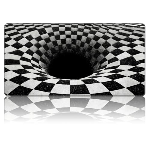 Checkered Vortex MTG Playmat, Card Game Play Mat with Stitched Edges, Smooth Surface Board Game Trading Card Mat, Non-Slip Rubber Base Large Gaming Mouse Pad 24 x 14 Inch - color: Checkered Vortex, size: No zones