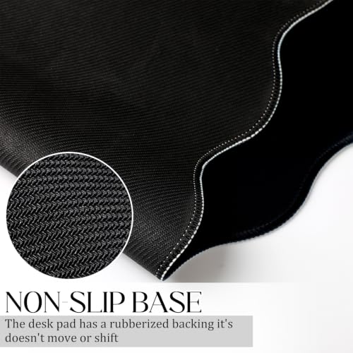 Hahafelt Scalloped Desk Mat Large Desk Pad Cute Coquette Table Mat Back to School Preppy Table Make up Pad Nonslip Graduation Gift with Stitching Waterproof Gaming(Black,31.5 x 15.8 Inches) - color: Black, size: 31.5 x 15.8 Inches