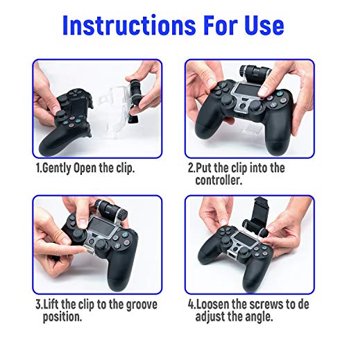 Mcbazel Phone Mount Clip for PS4 Controller, Smart Phone Holder Compatible with PS4 DualShock 4 Controller and iPhone, Android up to 6 Inch - Black | Click-lock installation All buttons & ports fully accessible Folds flat for travel PS4, Slim & Pro compat