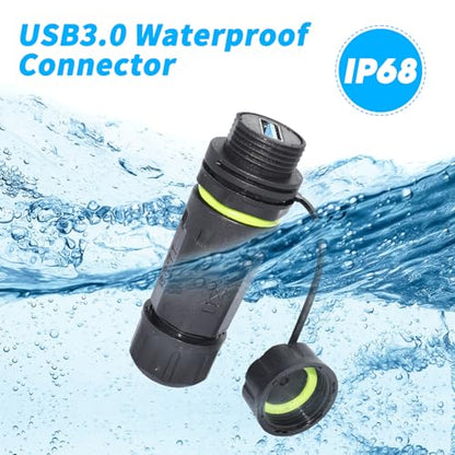Waterproof Panel USB Connector with Shield, Waterproof IP68 USB 3.0 Panel Mount Connector, Female to Female, with Shield Extension Adapter, YPM20 2 PCS Pack