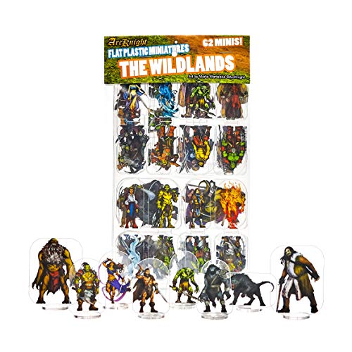 Arcknight Flat Plastic Miniatures: Wildlands; 62 Unique Wilderness-Themed Minis for DND 5e and Pathfinder; Affordable, Skinny Figurines for Dungeons and Dragons and Other Tabletop RPG Games