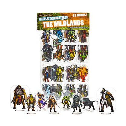 Arcknight Flat Plastic Miniatures: Wildlands; 62 Unique Wilderness-Themed Minis for DND 5e and Pathfinder; Affordable, Skinny Figurines for Dungeons and Dragons and Other Tabletop RPG Games