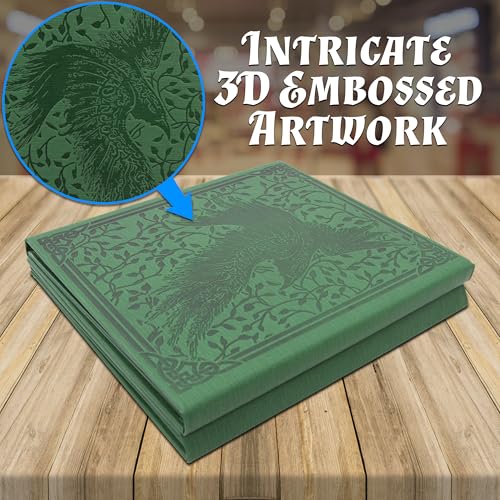 CASEMATIX DM Screen PU Leather 8-Panel Deluxe GM Screen - Eight Panel Folding Game Master Screen with 2 Swinging Panels and Wet Erase Pockets for TTRPGs - Green, Inserts Not Included, Green - color: Green