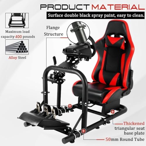 Marada Racing Simulator Cockpit with Gaming Race Seat Fit for Logitech G27 G920 G923,for Thrustmaster T300RS,for Fanatec,Steering Wheel Stand, 50mm Large Round Tube&More Stable No Wheel Pedal Shifter