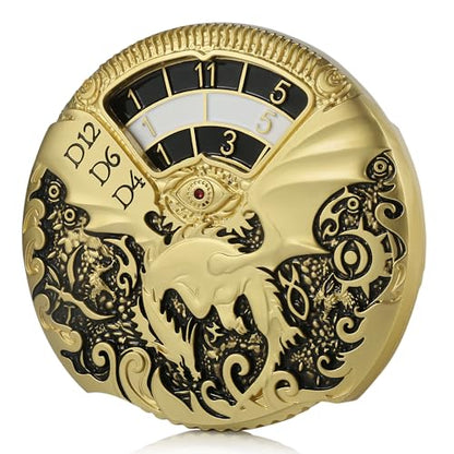 Dragon Roulette Spinner Dice DNDND 7-in-1 Fidget Spinner Metal DND Dice Set with Luxurious Gift Box for Dungeons and Dragon and Tabletop Game (Gold with Black) - color: Dragon Gold