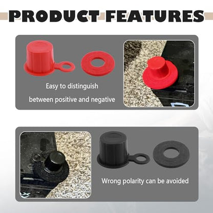 4PCS Car Battery Terminal Caps Kit,Positive/Negative Car Battery Terminal Cover Kit Includes 4PCS Felt Washer,Insulated Batteries Post Protective Cap Cars Accessories