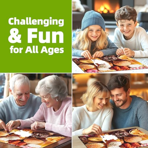 1000 Piece Jigsaw Puzzle for Adults Fast Food Feast Burgers Fries Donuts Sweet Desserts Challenging 1000pc Puzzle Game Family Fun Activity(27.6" x 19.7") - color: Burgers Fries Donuts, size: (27.6"x19.7")