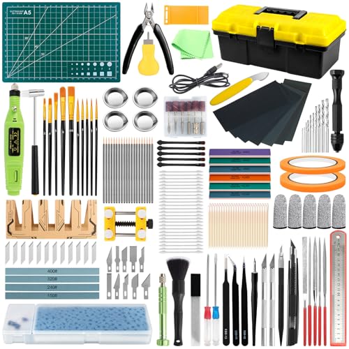 242 Pcs Gundam Tool Kit, Professional Model Tool Kit for Gundam, Model Kit Tools with Decals Sticker Operated Box, Gunpla Tool Kits for Adults, Model Building Tools Hobby Tools for Repairing Painting - color: 242pcs