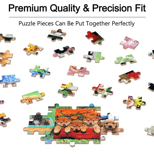 LELEMON Puzzles for Kids Ages 4-6,Cute Dogs 100 Piece Puzzles for Kids Ages 6-8 in a Metal Box,Educational Jigsaw Puzzles,Childrens 100 Piece Puzzle Games Puzzle Toys for Girls and Boys - color: Cute Dogs