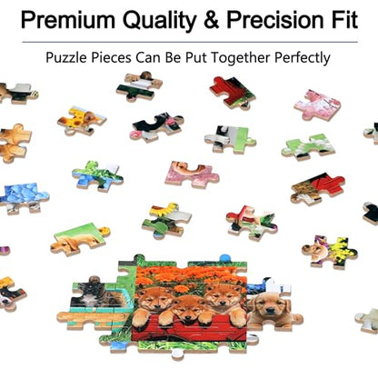 LELEMON Puzzles for Kids Ages 4-6,Cute Dogs 100 Piece Puzzles for Kids Ages 6-8 in a Metal Box,Educational Jigsaw Puzzles,Childrens 100 Piece Puzzle Games Puzzle Toys for Girls and Boys - color: Cute Dogs