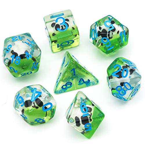 Cusdie 7-Die DND Dice, Polyhedral Dice Set Filled with Animal, Animal Dice Set for Role Playing Game D&D Dice (Panda) - color: Panda