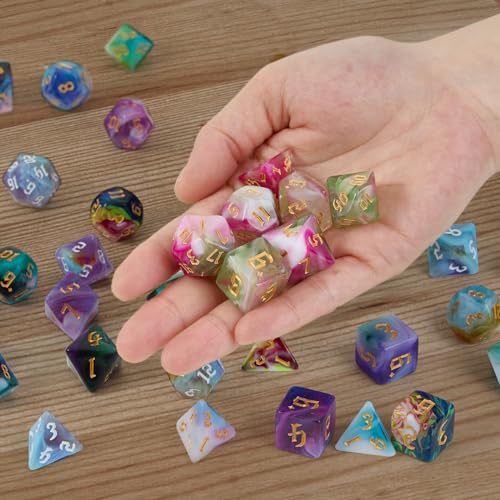 56 Pcs Polyhedral DND Dice Set with 8 Velvet Storage Bags | 7 dice per set, ideal for DND, RPG, MTG tabletop role-playing games