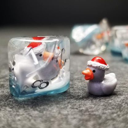 Sage's Portal Animal Familiars Resin DND Dice Set Polyhedral Dice Set for Dungeons and Dragons RPG Pathfinder Tabletop TTRPG (Festivus Duck) - color: Festivus Duck, style: Dice Set Only