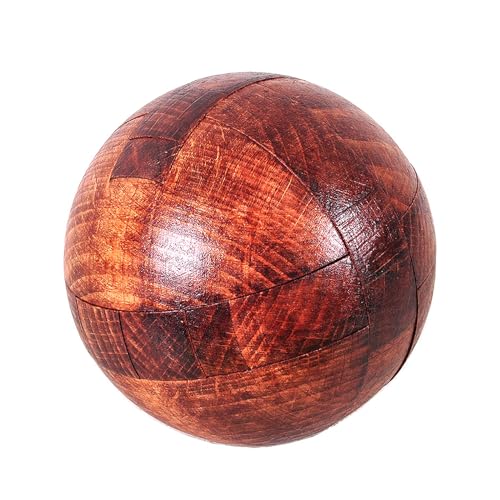 Wooden Brain Teasers Puzzle Handmade Big Wooden Puzzle Magic Ball Toy Intelligence IQ Games 3D Sphere Puzzles for Kids and Adults (Coffee) - color: Coffee