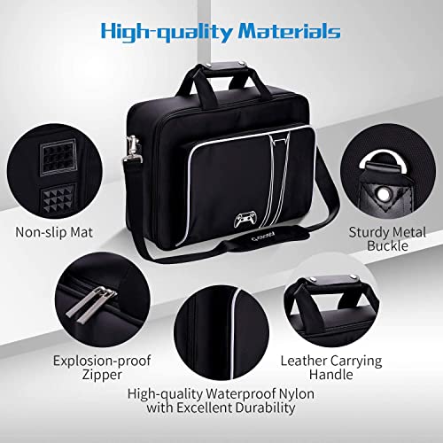 G-STORY Carrying Case,Travel Case Storage Bag Compatible with PS5 Disc and Digital Edition, Controller Skin is Included - color: White-Without Logo