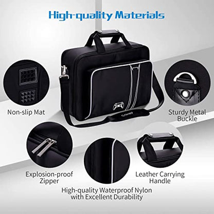 G-STORY Carrying Case,Travel Case Storage Bag Compatible with PS5 Disc and Digital Edition, Controller Skin is Included - color: White-Without Logo