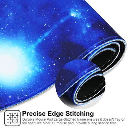 Large Gaming Mouse Pad with Stitched Edges,[27.5x11.8In] Extended Blue Space Mouse Pad with Non-Slip Natural Rubber Base for Gamer/Desktop/Office/Home 70x30 Bluespace04 - color: 70x30 Bluespace04