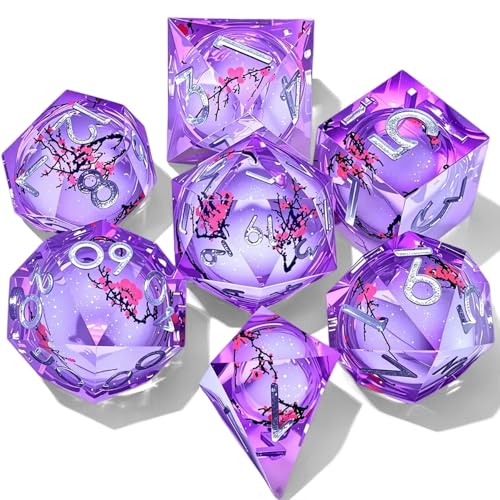 Dungeons and Dragons dice Set DND, polyhedral D&D Resin dice Set, Suitable for Role-Playing dice Game RPG Pathfinder DND dice Set - color: Ls-plum Purple