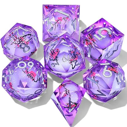 Dungeons and Dragons dice Set DND, polyhedral D&D Resin dice Set, Suitable for Role-Playing dice Game RPG Pathfinder DND dice Set - color: Ls-plum Purple