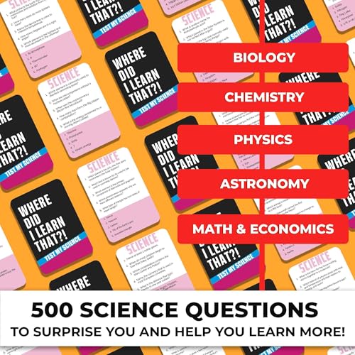 Trivia Card Games for Adults — Family Board Games for Teens and Adults | 500 Science Questions Trivia Cards with Answers – Fun Party Game for Family Game Night - color: 3. Science