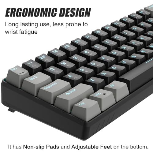 abucow 60% Mechanical Gaming Keyboard Blue Switch Wired Compact Keyboard Anti-Ghosting No-Conflict 61 Swappable keycaps Ergonomic Design for Windows/Mac (Gray-Black) - color: Gray-Black