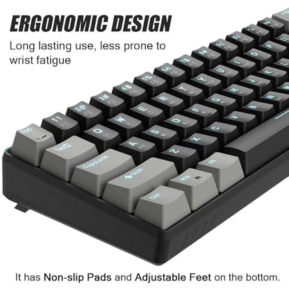 abucow 60% Mechanical Gaming Keyboard Blue Switch Wired Compact Keyboard Anti-Ghosting No-Conflict 61 Swappable keycaps Ergonomic Design for Windows/Mac (Gray-Black) - color: Gray-Black