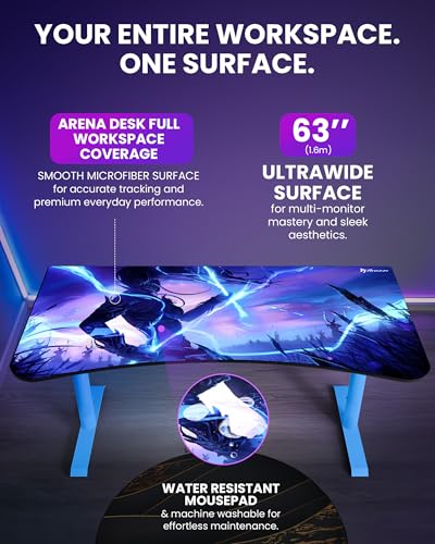 Arozzi Arena Gaming Desk Pad D014 | Full Desk Mouse Pad, Washable Desk Mat, Anti-Slip Rubber Base, Water-Resistant Surface - color: D014