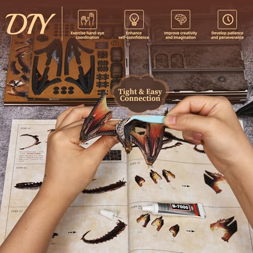 MiniCity Ember Castle Book Nook Kit, DIY 3D Wooden Miniature House with LED | 596-piece wood/paper/plastic kit with LED and dust cover; glue/tools included; 10-12 hr build for shelf decor, ages 14+. - style: Ember Castle