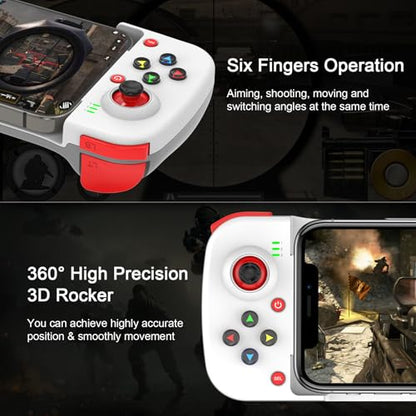 ARVIN Mobile Game Controller for iOS iPhone 14/13/12/11/X, iPad, MacBook, Android Samsung, TCL, Tablet, PC, Steam Deck, Wireless Gamepad Joystick for Call of Duty, Apex, with Macro Programming, White - color: White