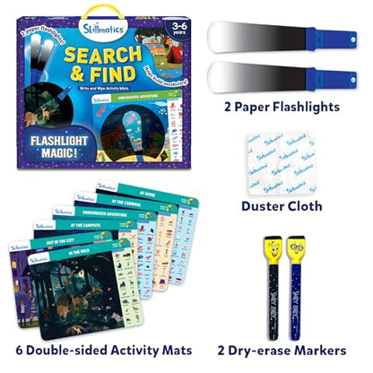 Skillmatics Preschool Learning Activity – Search and Find, Flashlight Magic | Educational Game for Kids, Toddlers Who Love Toys, Art & Craft Activities, Screen-Free, Gift for Girls and Boys Ages 3-6 - style: Search & Find Flashlight Magic