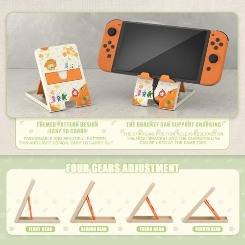 Busjoy Stand for Nintendo Switch, Switch OLED, Steam Deck, Switch Lite, Cute Game Theme for Pikmin, Angle Adjustable Holder, Portable Foldable Non-Slip Playstand-White - color: White-B