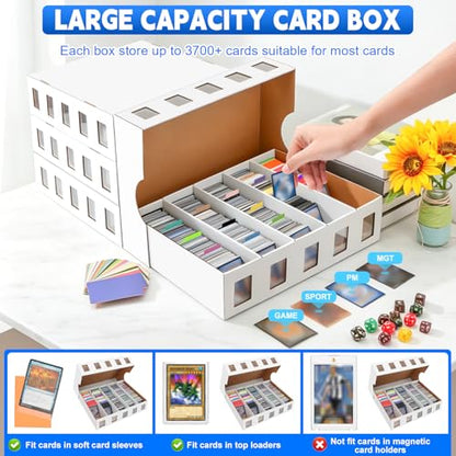 6 Pack Trading Card Storage Box, 22200+ Count Card Storage Box with 48 Card Divider White Sports Storage Card Box Organizer Bulk Card Cases Cardboard Card Box for Basketball Football Cards Collection - style: 6 Set-2